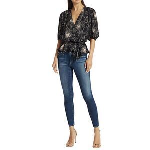 NWT- Joie 'Macie' Tonal-Floral Print Wrap-Style Top, Fuchsia - Size XXS $228